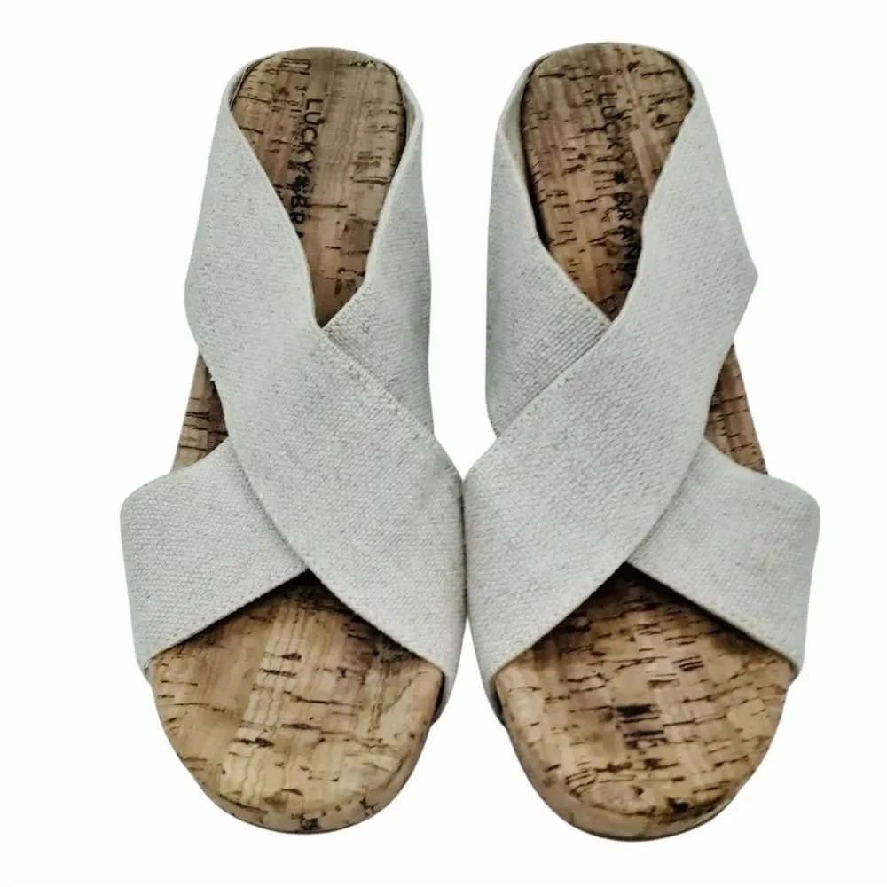 Lucky Brand Cork Wedge Canvas Women's Shoes 7,5M